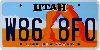 UT license plate W868FO