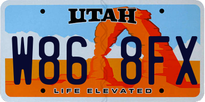 UT license plate W868FX