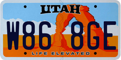 UT license plate W868GE