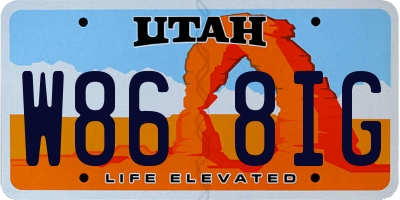 UT license plate W868IG