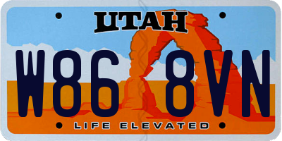 UT license plate W868VN