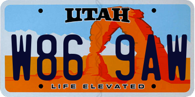 UT license plate W869AW