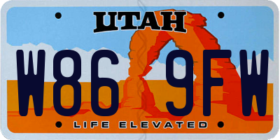 UT license plate W869FW