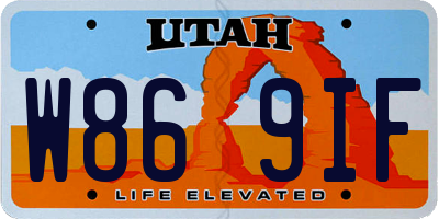 UT license plate W869IF