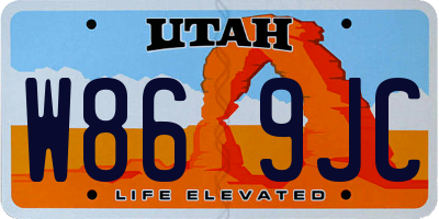 UT license plate W869JC