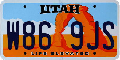 UT license plate W869JS