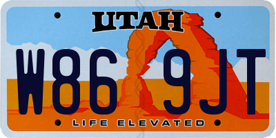 UT license plate W869JT