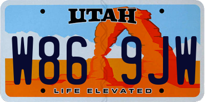 UT license plate W869JW