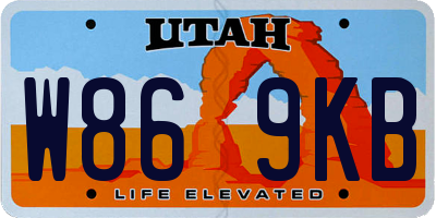 UT license plate W869KB