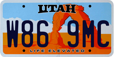 UT license plate W869MC
