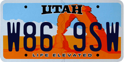UT license plate W869SW