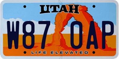 UT license plate W870AP