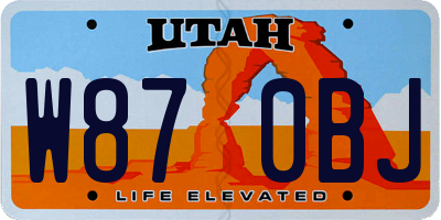 UT license plate W870BJ