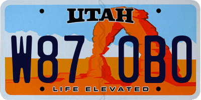 UT license plate W870BO