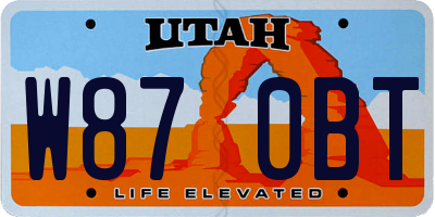 UT license plate W870BT