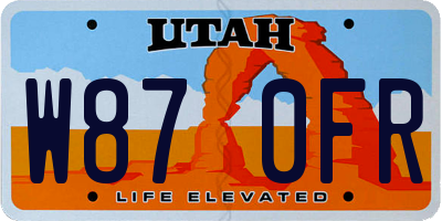 UT license plate W870FR