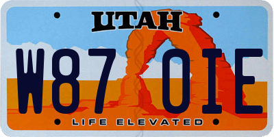 UT license plate W870IE