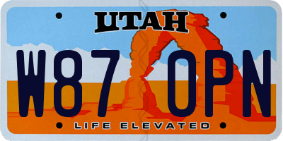UT license plate W870PN