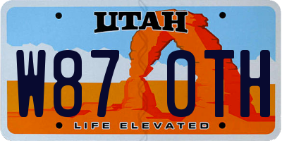 UT license plate W870TH