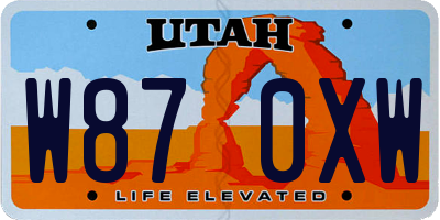 UT license plate W870XW