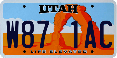 UT license plate W871AC