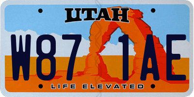 UT license plate W871AE