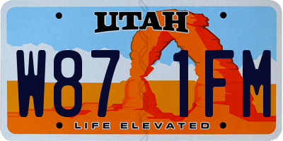 UT license plate W871FM