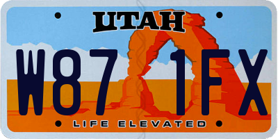 UT license plate W871FX