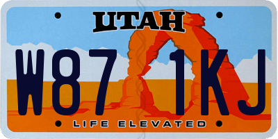 UT license plate W871KJ