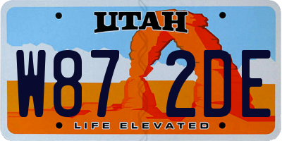 UT license plate W872DE