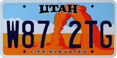 UT license plate W872TG