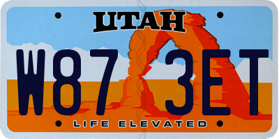 UT license plate W873ET