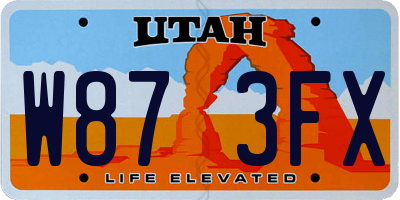 UT license plate W873FX