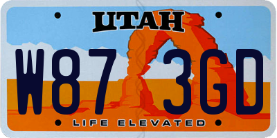 UT license plate W873GD