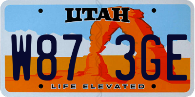 UT license plate W873GE