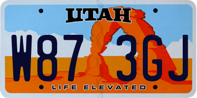 UT license plate W873GJ