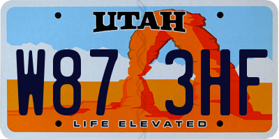 UT license plate W873HF