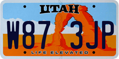 UT license plate W873JP