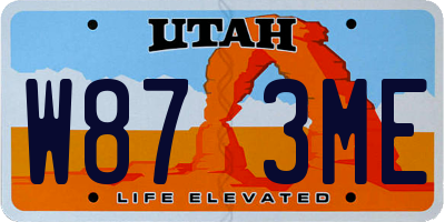 UT license plate W873ME