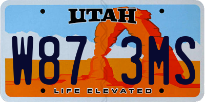UT license plate W873MS