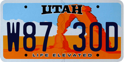 UT license plate W873OD