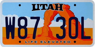 UT license plate W873OL