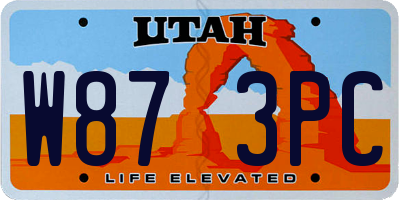 UT license plate W873PC