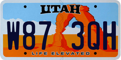 UT license plate W873QH