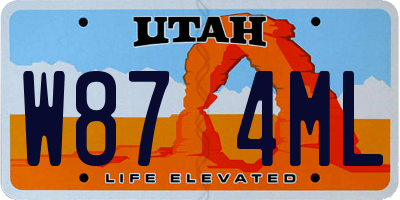 UT license plate W874ML