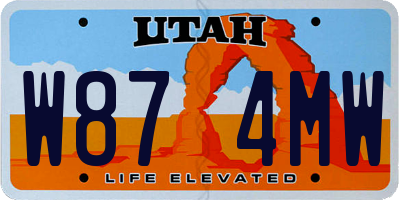 UT license plate W874MW