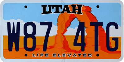 UT license plate W874TG