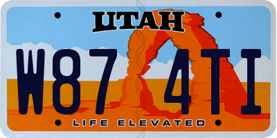 UT license plate W874TI