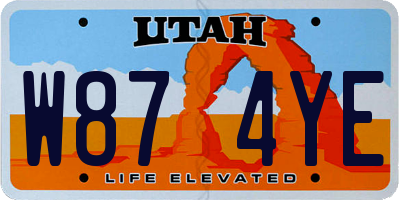 UT license plate W874YE