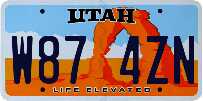 UT license plate W874ZN